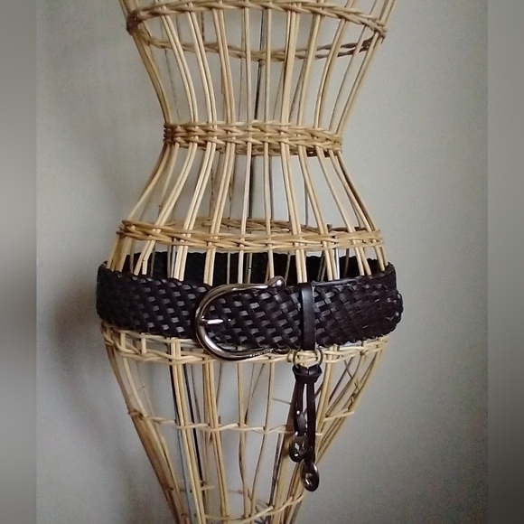 Michael Kors Dark Brown Woven/Braided Equestrian MK Charm Belt NWOT - Picture 9 of 13